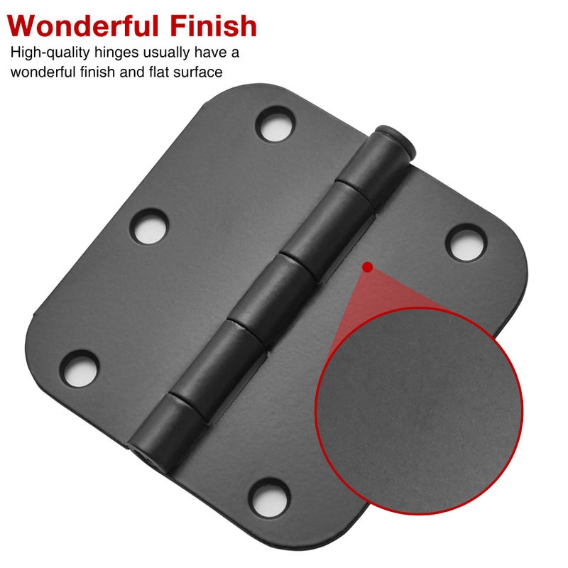 TDCHINGES 18 Pack Matte Black Door Hinges 3.5 x 3.5 Inch Interior 3 1/2 Inch Door Hinges for Doors Rounded 5/8"" Radius Corners Flat Iron Hinge 3 ""x 3 "" Door Hardware Controls - Image 3